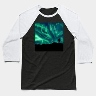 faouzia silhouette with a mountain and green northern lights Baseball T-Shirt